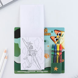 Цена за 2 шт. Подарочный набор блок листов с раскраской и восковые мелки Герой и защитник - Artfox фото 4