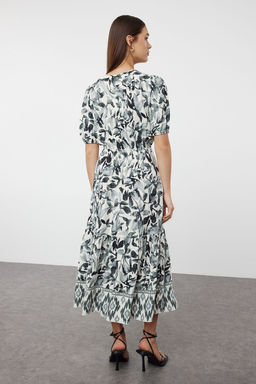 Siyah Bask?l? Cicek Desenli A Kesim Kruvaze Yaka TWOSS24EL00953 - Trendyolmilla фото 5