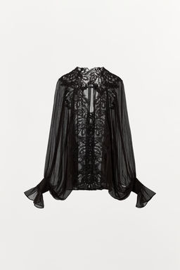 BLUSA GEORGETTE ENCAJE / Marr?n - Zara фото 5