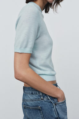 SHORT SLEEVE WOOL BLEND JUMPER - Zara фото 3