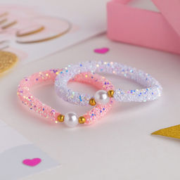 Цена за 2 шт. Браслет детский «Выбражулька» пайетки, d=5 см сиренево-розовый