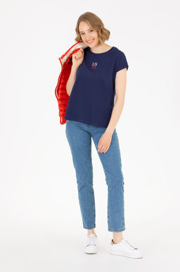 Kad_n Lacivert Bisiklet Yaka Ti__rt