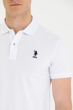 Футболка-поло U.S. Polo Assn базовая белая хлопок с эластаном  фото 21