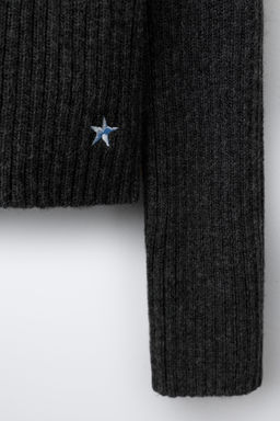 KNIT JUMPER WITH EMBROIDERED STAR CUT-OUT - Zara фото 4