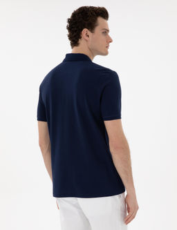 Lacivert Regular Fit %100 Pamuk Polo Yaka Basic Ti__rt