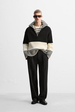 LIMITED EDITION STRIPE ZIP-NECK SWEATER