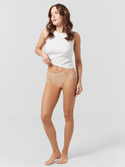 Цена за 2 штуки! Трусы макси женские бежевые с кружевом