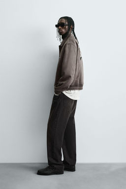 FAUX SUEDE JACKET WITH PATCH AND EMBROIDERY DETAIL - Zara фото 4