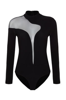 Trendyolmilla Siyah Transparan Detayl? Orme Tul Body TPRAW24BD00011 фото 7