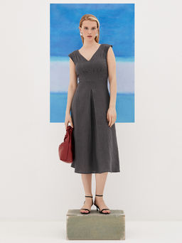 Льняной сарафан с V-образным вырезом 422.050103/Бежевый - Seven senses фото 2