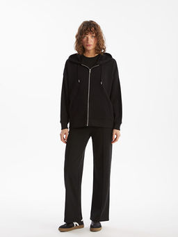 Kap??onlu Oversize Kad?n Fermuarl? Sweatshirt