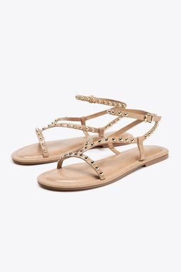 SANDALS WITH METALLIC BEADED STRAPS - Zara фото 12