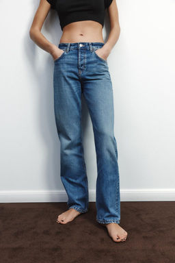 TRF STRAIGHT-LEG MID-RISE JEANS - Zara фото 3