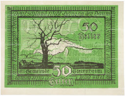 Банкнота 50 геллеров 1920 года Австрия  община Зиценхайм (Нотгельд)