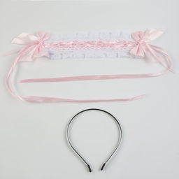 Карнавальная повязка «Лолита», цвет розовый с белой тесьмой