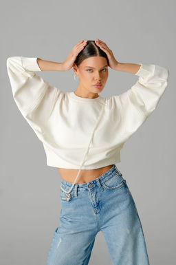 Арт. 15110/3 Свитшот женский укороченный one size (42-50) Цвет:молочный - Калинка фото 14