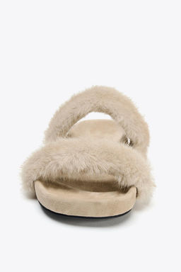 FLAT SANDALS WITH SHEEPSKIN EFFECT - Zara фото 4