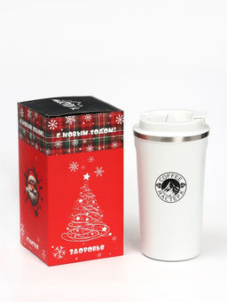 Термокружка Мастер К Original Coffee, 500 мл, сохраняет тепло 10 ч, нержавеющая сталь, белая