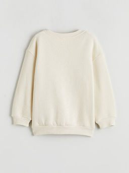 Bisiklet Yaka Bask?l? Erkek ?ocuk Sweatshirt