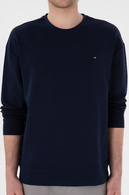 Erkek Comfort Fit Bisiklet Yaka Lacivert _nce Sweatshirt