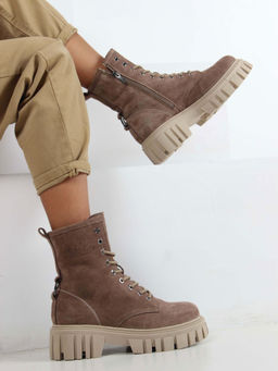 Ботинки 329.21153bе. серо коричневый замша/Байка