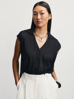 Блузка из жатой ткани с отложным воротником / Zarina  фото 7