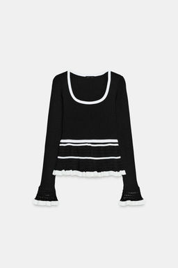 CONTRAST KNIT T-SHIRT - Zara фото 5