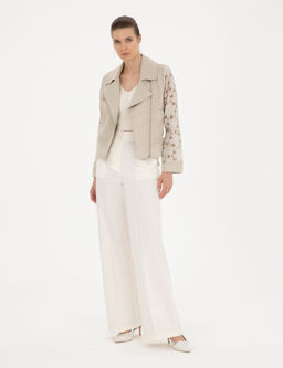 Beyaz Y_ksek Bel Straight Fit Pantolon