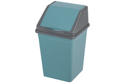 Ведро для мусора с подвижной крышкой 16 л 26*26*43 см квадратное бирюзовый/серый (941655) - Elan gallery фото 4