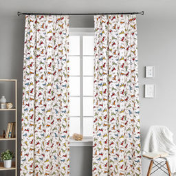 "Путешествие" Шторы на шторной ленте комплект 2шт: 148х260см, плотность 171гр/м2, премиум хлопок 100%, подгибка низа 2см, "Домашняя мода" (Россия)