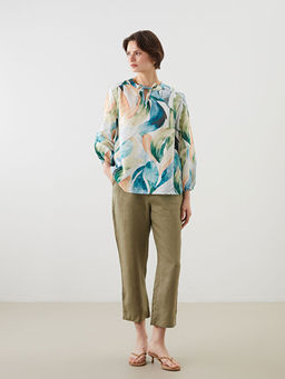 Ba?lamal? Yaka Desenli Bluz