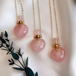 Кулон Флакон на цепочке из Розового кварца