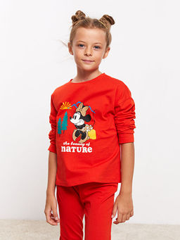 Bisiklet Yaka Minnie Mouse Bask?l? Uzun Kollu K?z ?ocuk Pijama Tak?m? - Waikiki фото 2