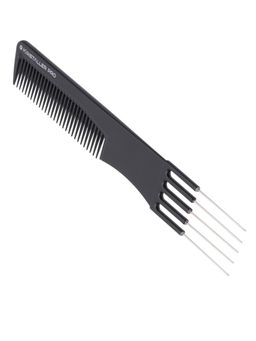 Kristaller Профессиональный гребень для волос с металлической вилкой 06969, карбон, черный, 19,5 см