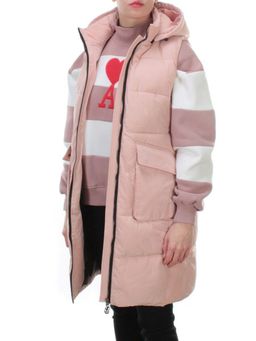 M21-01 PINK POWDER Длинный жилет без рукавов (холоффайбер) - Фабричный китай фото 10