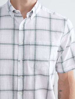 Regular Fit K?sa Kollu Ekose Poplin Erkek G?mlek