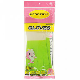 Перчатки хозяйственные, латексные, размер M "Дуэт" с х/б напылением, 85гр, цвет бело-зеленый, в пакете (Китай)