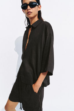 CAMISA FLUIDA OVERSIZE ZW COLLECTION / Marr?n - Zara фото 4