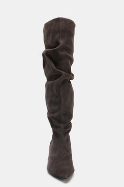 SPLIT SUEDE KITTEN HEEL BOOTS - Zara фото 12