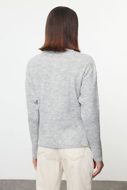 Gri More Sustainable Yumusak Dokulu Genis Kal?p Basic Triko Kazak TWOAW25KZ00309 - Trendyolmilla фото 5