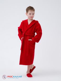 Детский махровый халат с капюшоном красный МЗ-04 (67)