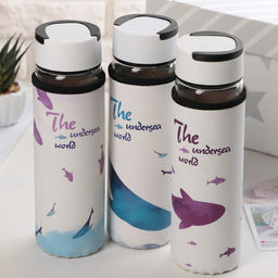 Бутылка для воды Кит, 500 мл, h=23.5 см, с ручкой, в чехле, стекло, рисунок МИКС - Simaland фото 8