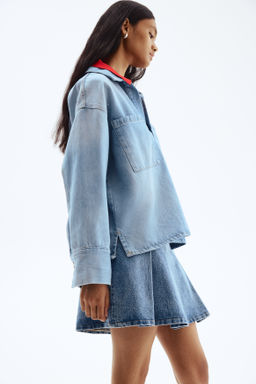 Camisa denim oversize con dise?o popover - H&m фото 6