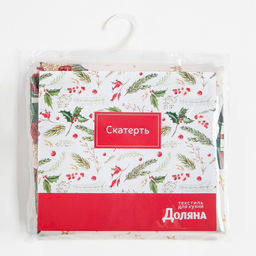Скатерть новогодняя Доляна Счастливого Нового года 145*260 +/- 2 см, 100% п/э  фото 10