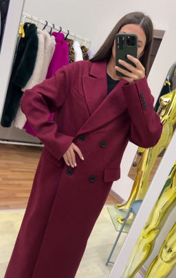 Пальто женское демисезонное 26102 (бордовый/ёлочка) - Kankan фото 3