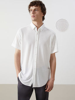 Regular Fit K?sa Kollu Desenli Poplin Erkek G?mlek