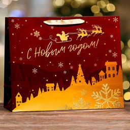 Пакет подарочный новогодний ламинированный горизонтальный «С новым годом!», 49×40×19 см