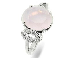 Кольцо из серебра розовый кварц, МЦВ113