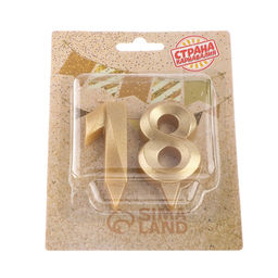 Цена за 2 шт. Свеча в торт юбилейная «Грань» (набор 2 в 1), цифра 18, цифра 81, золотой металлик, 6.5 см