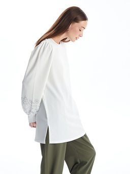 Bisiklet Yaka Nak??l? Uzun Kollu Kad?n Tunik